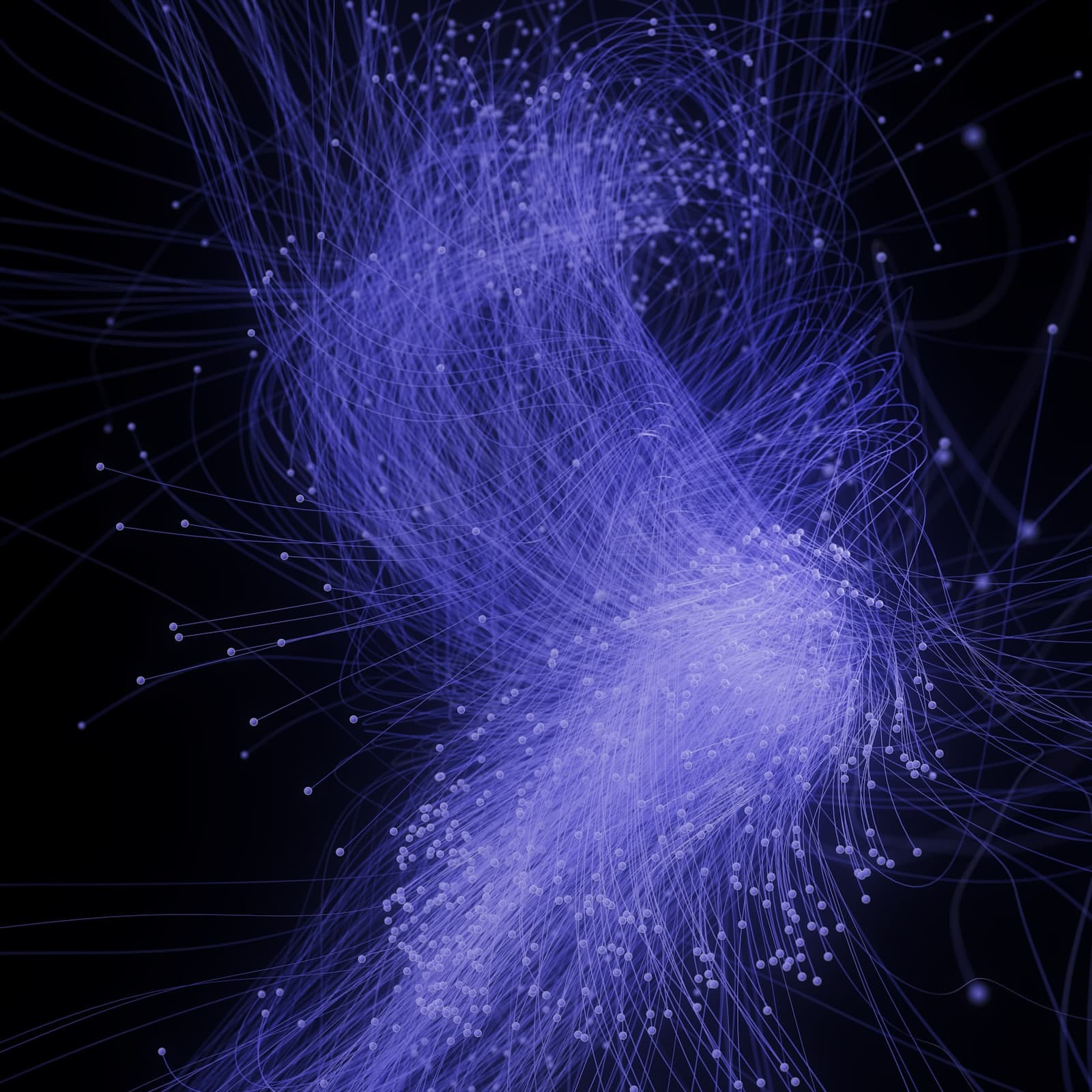 A rendered mesh of glowing blue filaments branching across a black field