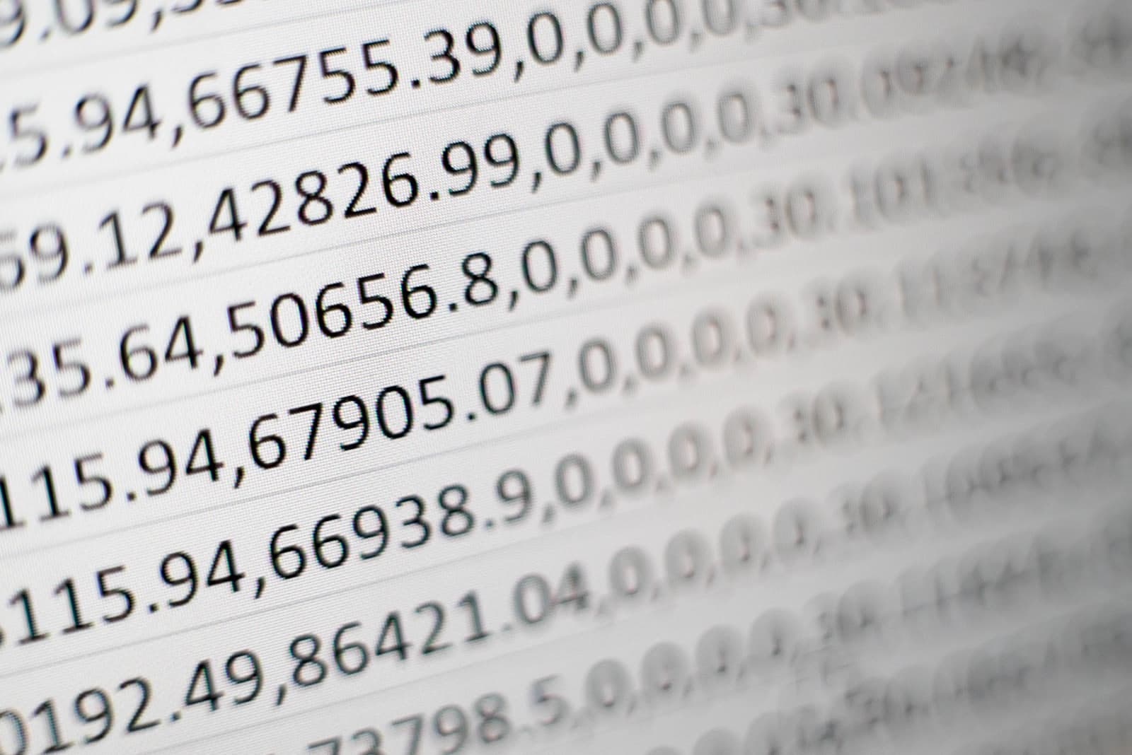 White printing paper with numbers