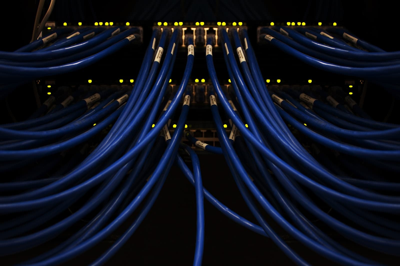 A bunch of blue wires connected to each other